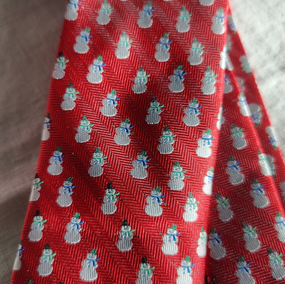 Holiday Traditions snowman red tie 100% polyester microfiber - Picture 2 of 6